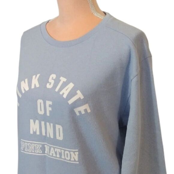 Victoria's Secret PINK Baby Blue Pink State Of Mind Crew Pullover Medium - Picture 13 of 15